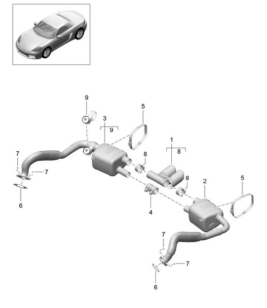 Exhaust system SPORT (PR:176) 718 (982) Boxster 2017>>