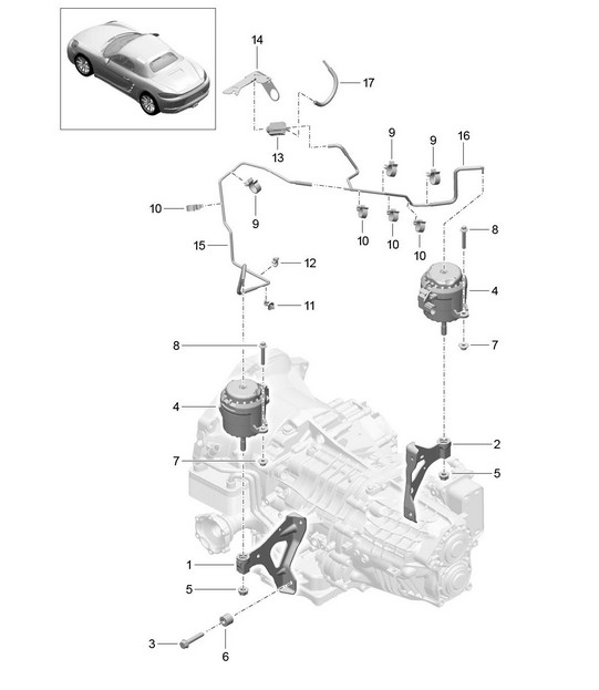 Transmission suspension / Threaded joint / Engine 718 (982) Boxster 2017>>