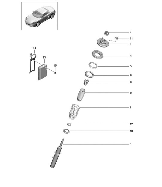 Suspension / Shock absorber strut 718 (982) Boxster 2017>>