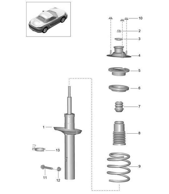 Shock absorbers / Coil spring 718 (982) Boxster 2017>>