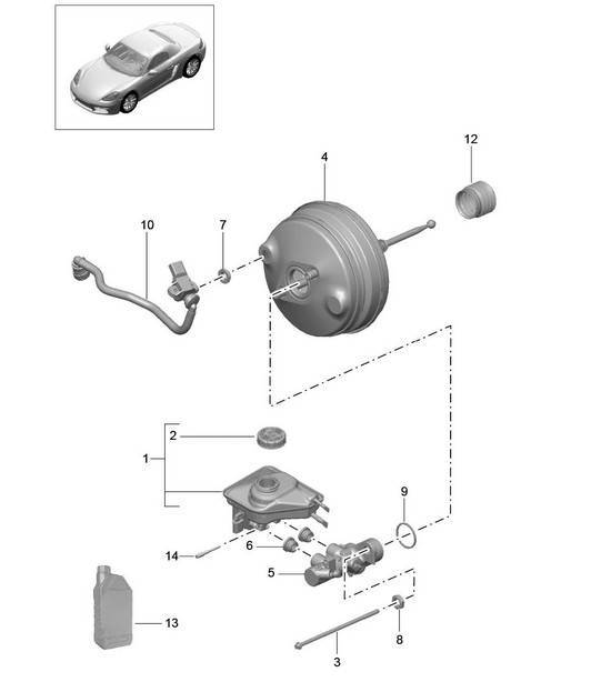 Brake master cylinder / Brake servo 718 (982) Boxster 2017>>