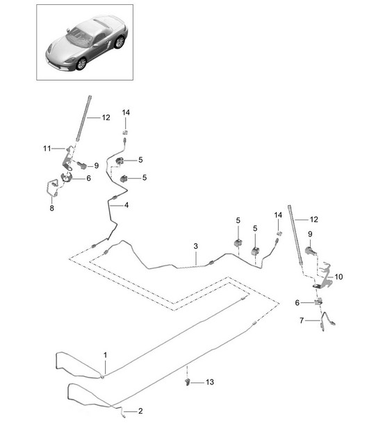 Brake lines / Underbody - Center, Rear - 718 (982) Boxster 2017>>