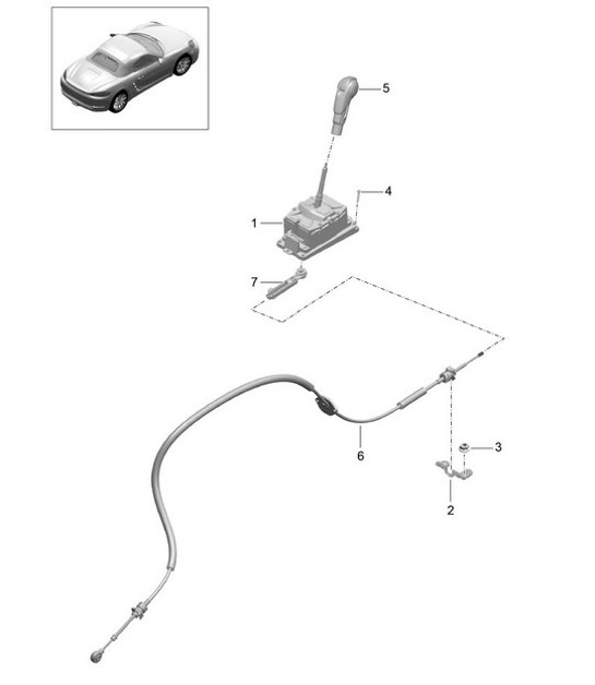 Diagram 701-001 Porsche Macan (95B) MK1 (2014-2018) Hand Lever System, Pedal Cluster 