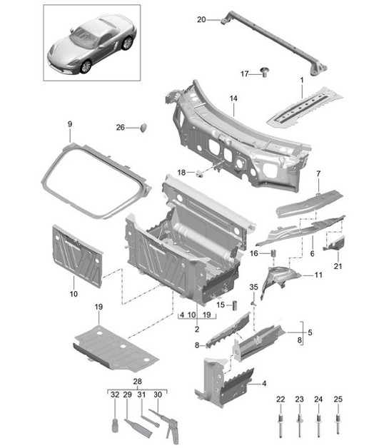 Diagram 801-010 Porsche Boxster 718 (982) 2017>> Body