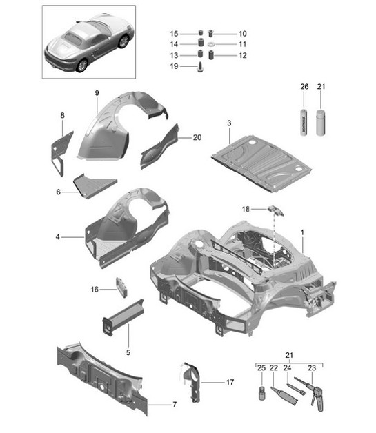 Diagram 801-035 Porsche 997 MKII Carrera C2 3.6L 2009>> Carrosserie