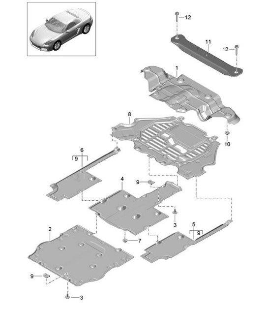 Diagram 801-070 Porsche Cayman GTS 718 2.5L Manual (365 CV) Carrocería