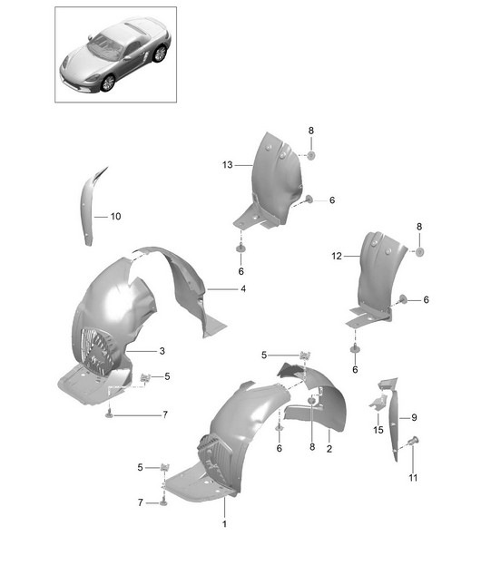 Linings / Wheel housing 718 (982) Boxster 2017>>