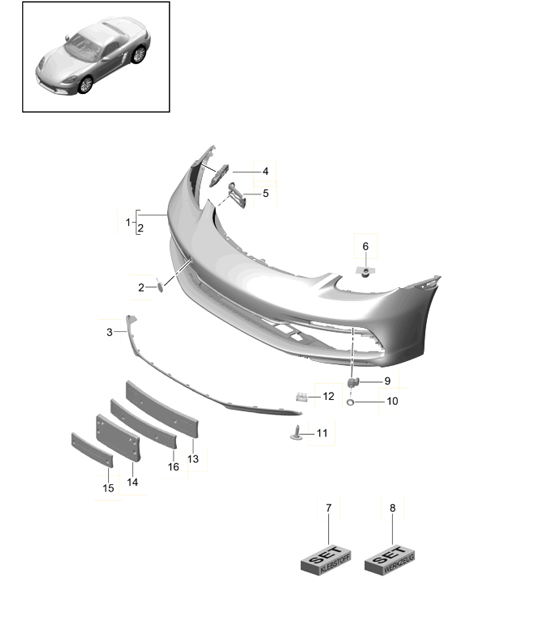 Front Bumper GTS (PR:006,011) 718 (982) Boxster GTS 4.0L 2017>>
