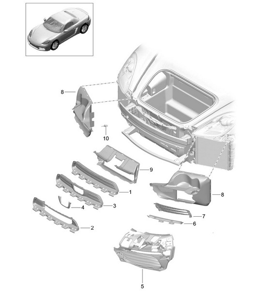 Air guide FRONT bumper  718 (982) Boxster 2017>>