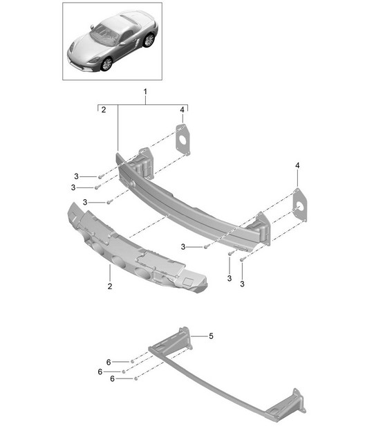 Bumper carrier - FRONT - 718 (982) Boxster 2017>>