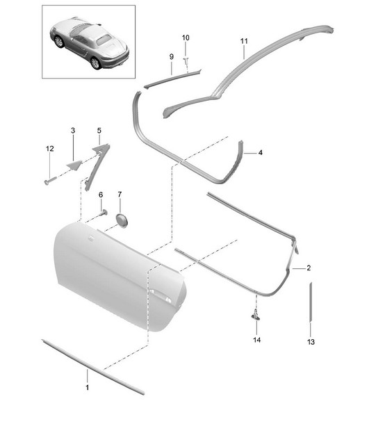 Door seal and Trim 718 (982) Boxster 2017>>