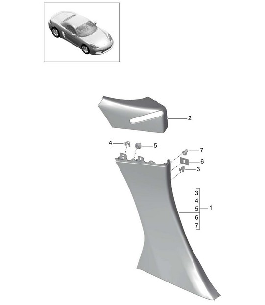 Side panel trim / B-pillar 718 (982) Boxster 2017>>
