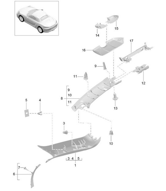 Diagram 807-055 Porsche Cayman 987C / 981C (2005-2016) Body