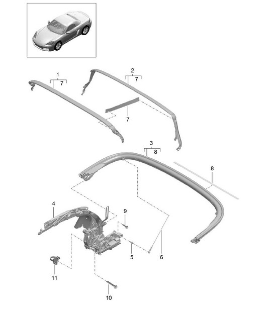 Top frame / Individual parts 718 (982) Boxster 2017>>