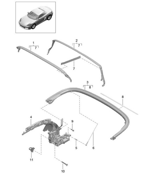 Diagram 811-010 Porsche 993 (911) (1994-1998) Body