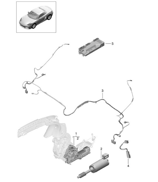 Convertible top / Driving mechanism / Wire set 718 (982) Boxster 2017>>