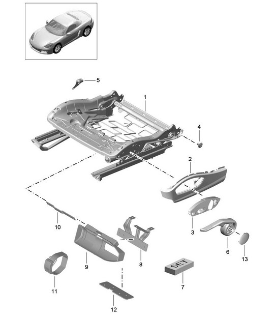 Seat frame / sports seat / Accessories / Bracket / Fire extinguishers (PR:313, 314, 321, 322) 718 (982) Boxster 2017>>