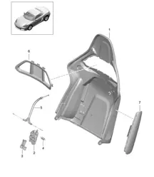 Backrest shell / Bucket seat / Collapsible / Accessories (PR:388,389) 718 (982) Boxster 2017>>