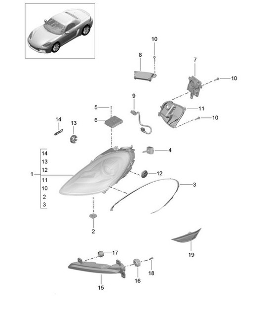 Diagram 905-001 Porsche Boxster 718 (982) 2017>> Electrical equipment
