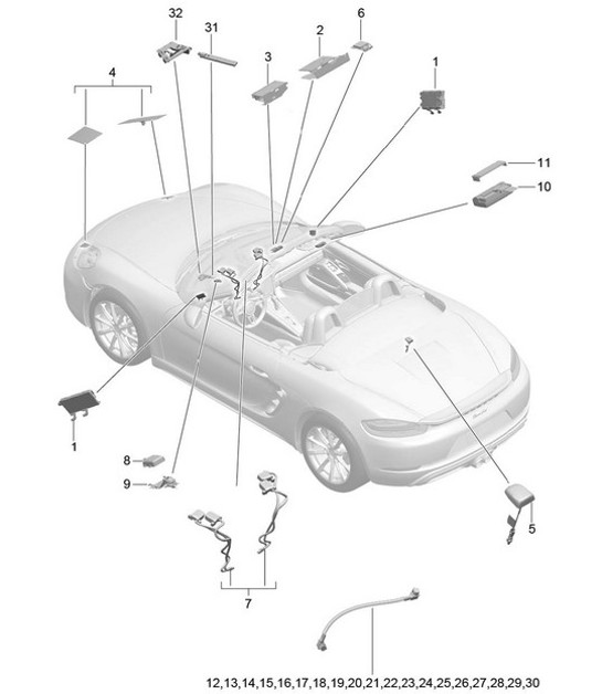 Diagram 911-002 Porsche 991 (911) MK2 2016-2019 Electrical equipment