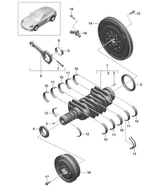 Diagram 102-000 Porsche Cayman 987C/981C (2005-2016) Engine