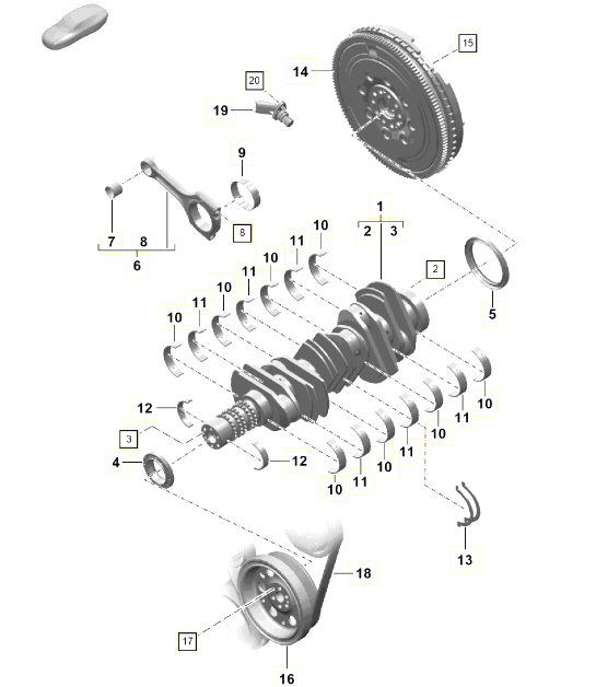 Diagram 102-001 Porsche 997 (911) MK1 2005-2008 Engine