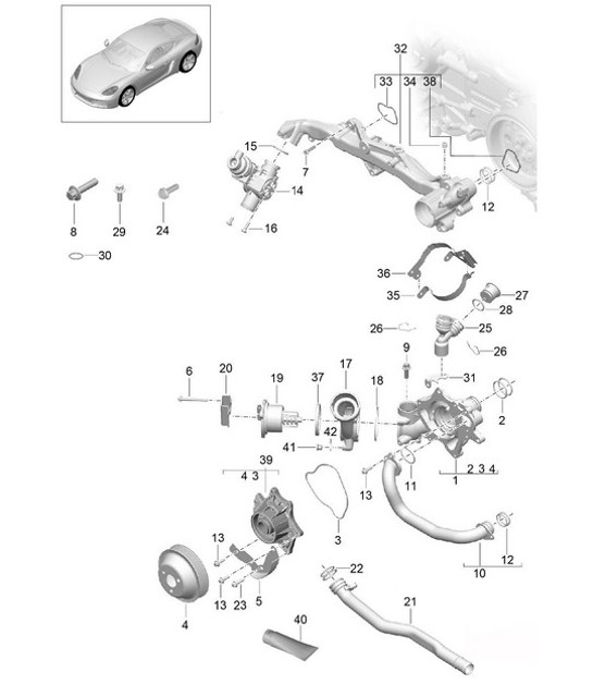 Diagram 105-000 Porsche Cayman 2.9L 987C MKII 2009-12 Engine