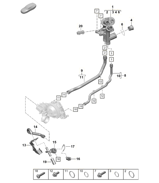 Coolant cooling system / Distribution for coolant / Engine 718C (982C) Cayman GTS 4.0L 2017>>
