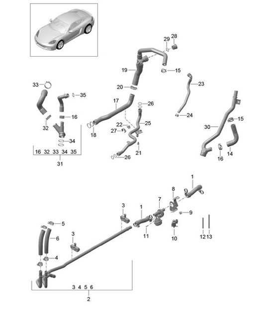 Diagram 105-005 Porsche Cayman 718C (982C) 2017>> Engine