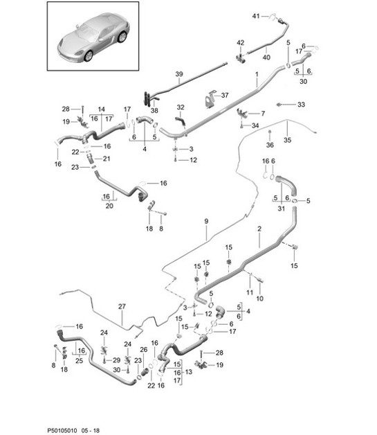 Diagram 105-010 Porsche Boxster 986 2.7L 2003-04 Engine