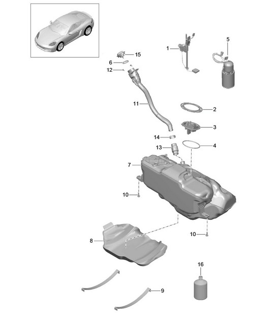Fuel tank / Fuel pump 718C (982C) Cayman 2017>>