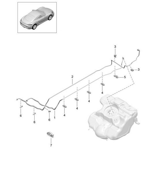 Diagram 201-005 Porsche 968 (1992-1995) Fuel System, Exhaust System