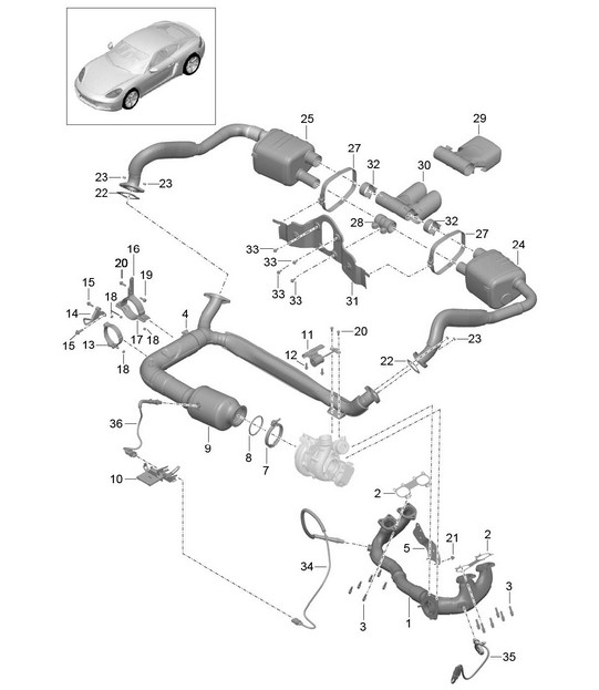 Exhaust system / Silencer / Catalytic converter 718C (982C) Cayman 2017>>