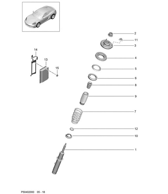 Suspension / Shock absorber strut 718C (982C) Cayman 2017>>