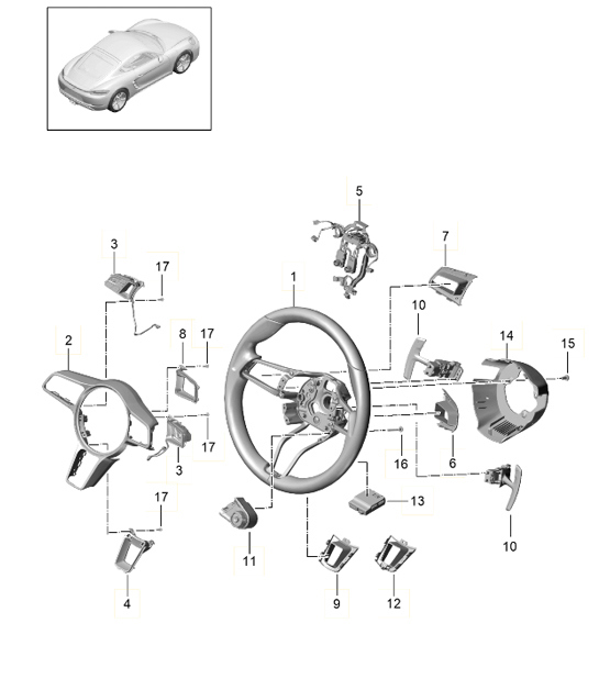 Diagram 403-057 Porsche Macan (95B) MK1 (2014-2018) Front Axle, Steering 