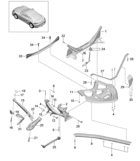 Diagram 501-000 Porsche Boxster 718 (982) 2017>> Rear Axle