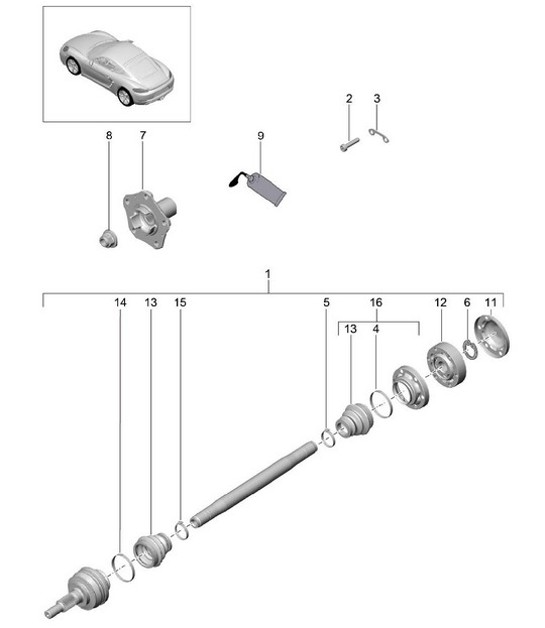 Diagram 501-030 Porsche 997 (911) MK1 2005-2008 Rear Axle