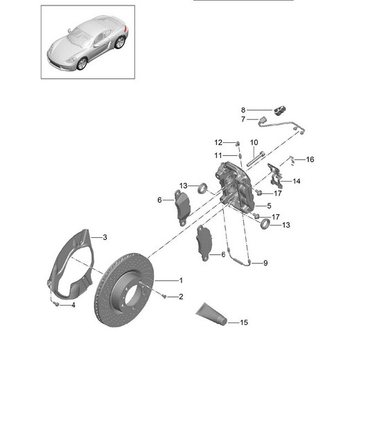 Disc brake / Front axle 718C (982C) Cayman 2017>>