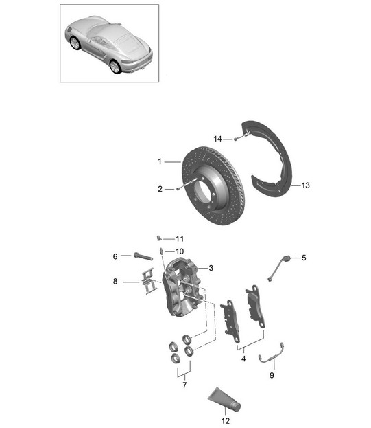 Disc brake / Rear axle 718C (982C) Cayman 2017>>