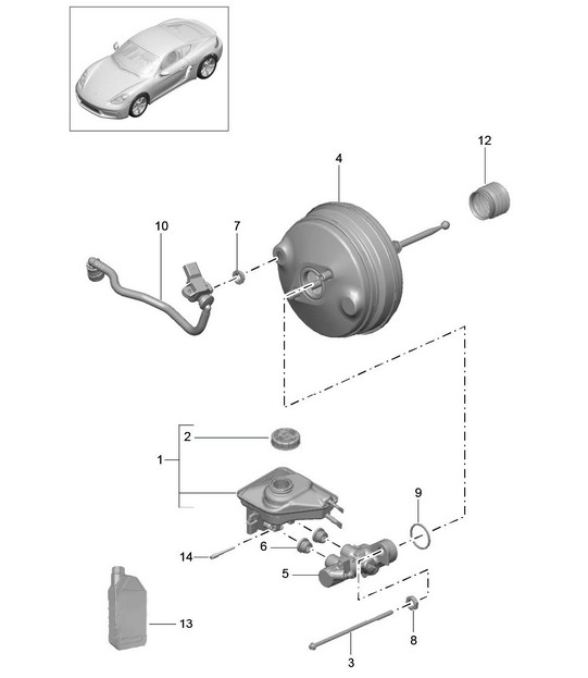 Brake master cylinder / Brake servo 718C (982C) Cayman 2017>>