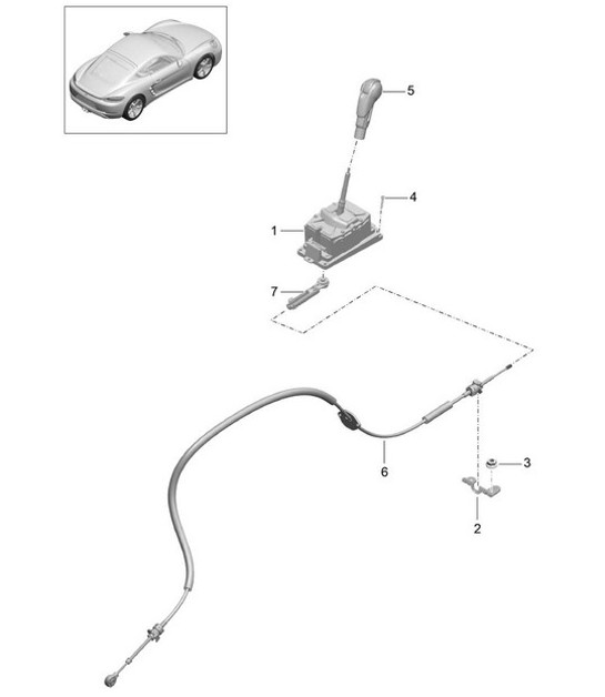 Diagram 701-050 Porsche 992 (911) MK1 2019-2024 Hand Lever System, Pedal Cluster 