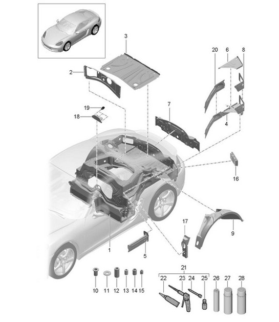 Diagram 801-035 Porsche Boxster 986/987/981 (1997-2016) Body