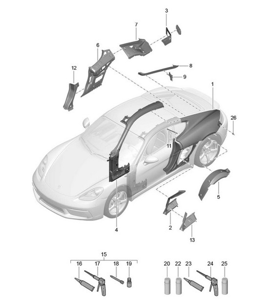 Diagram 801-050 Porsche 卡宴 9PA (955) 2003-2006  车身