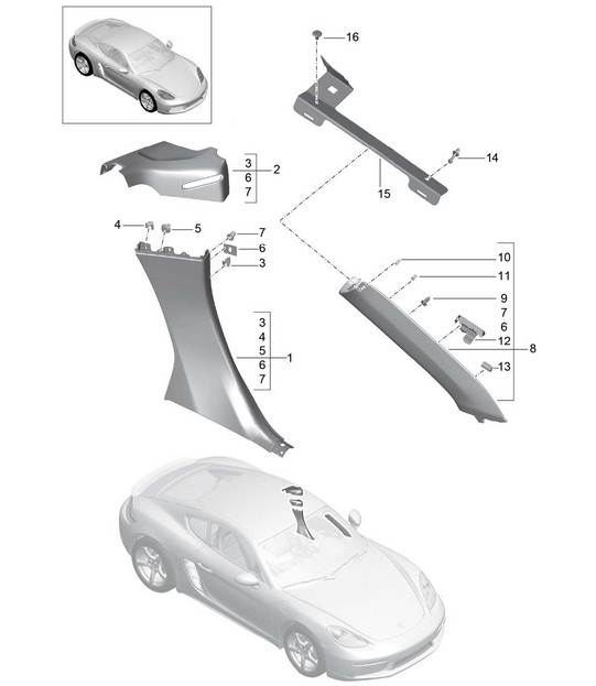Side panel trim / B-pillar 718C (982C) Cayman 2017>>