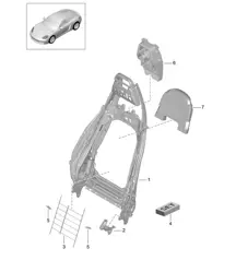 Backrest frame / Lumbar support / sports seat / Accessories (PR:313,314, 321,322) 718C (982C) Cayman 2017>>