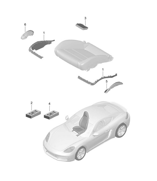 Cushion carrier / Frame / Seat surface / sports seat (PR:313,314, 321,322) 718C (982C) Cayman 2017>>