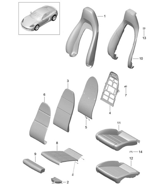 Foam part / Cover / Sports seat Plus (PR:317,318, 323,324) 718C (982C) Cayman 2017>>