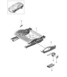 Seat frame / Sports seat Plus / Accessories / repair set / seat occupied recognition / Trim for switch (PR:317,318, 323,324) 718C (982C) Cayman 2017>>