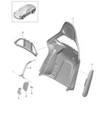 Backrest shell / bucket seat / Collapsible / Accessories(PR:388,389) 718C (982C) Cayman 2017>>