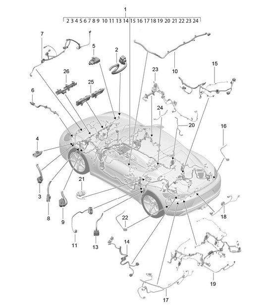 Wiring looms / Passenger compartment and part section wiring harness 718C (982C) Cayman 2017>>